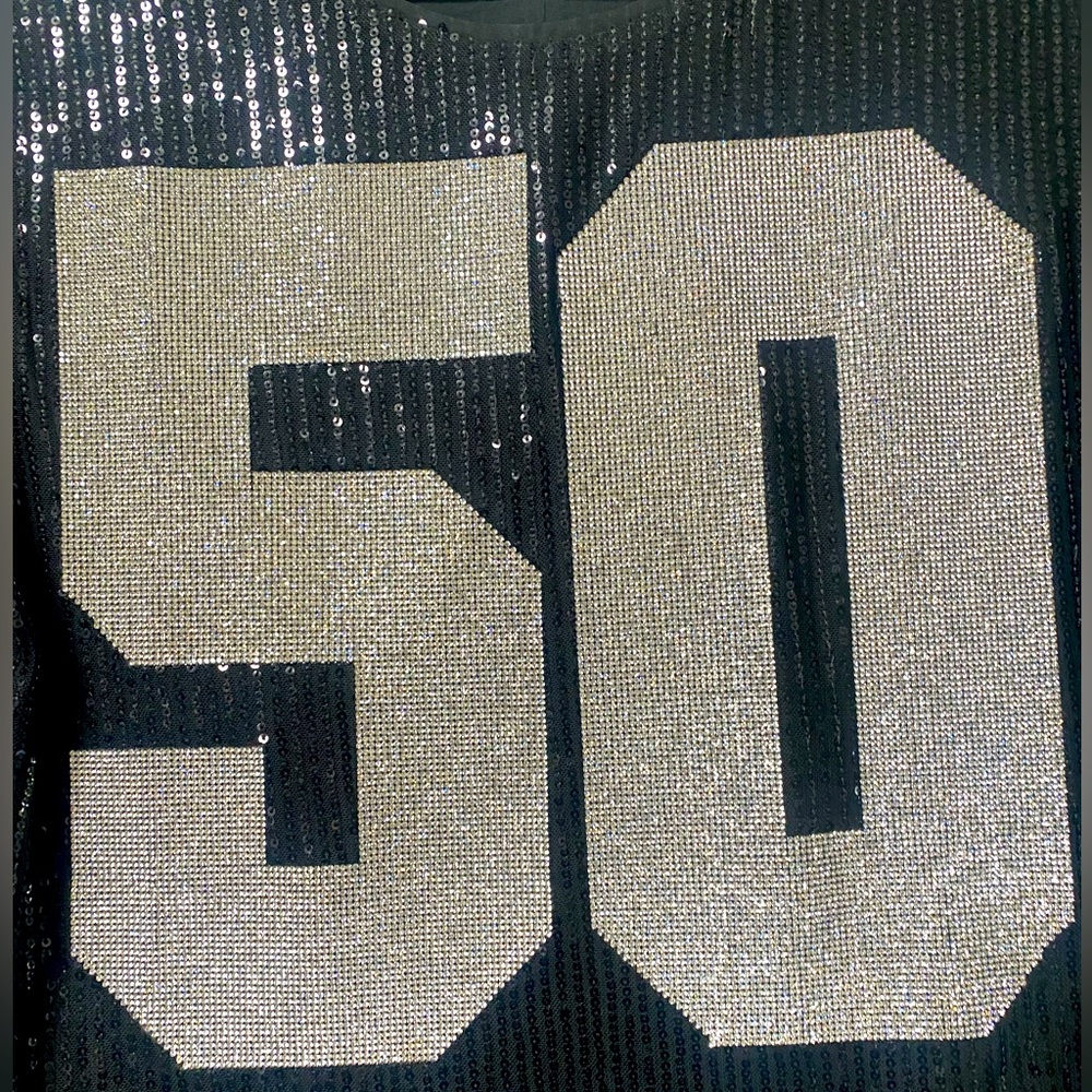 Black Sequin Custom Shirt- Silver 50